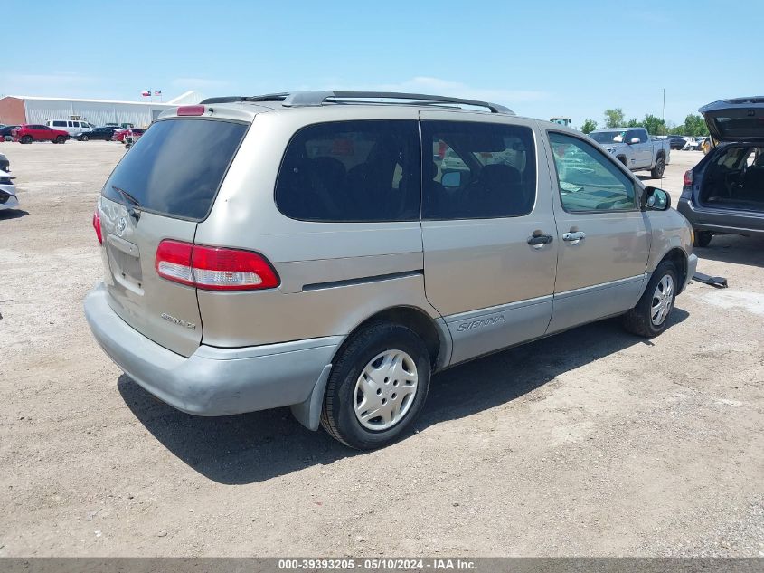 2001 Toyota Sienna Ce VIN: 4T3ZF19C21U346265 Lot: 39393205