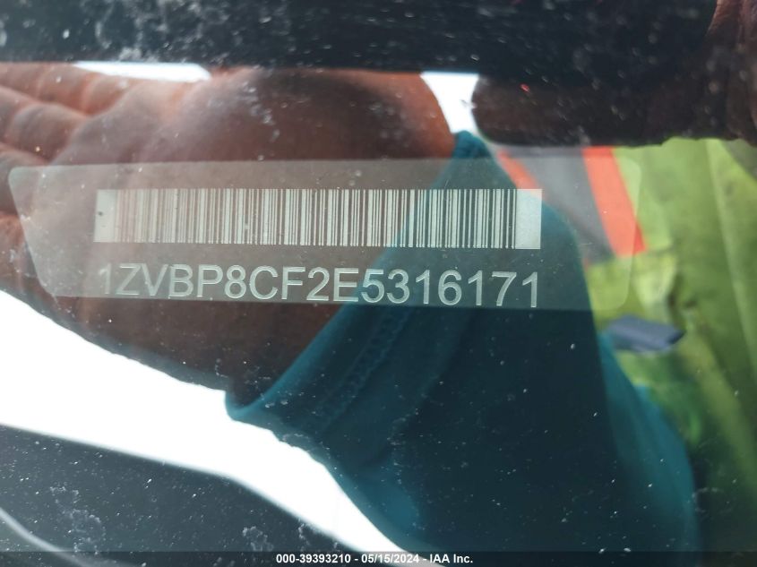 2014 Ford Mustang Gt VIN: 1ZVBP8CF2E5316171 Lot: 39393210