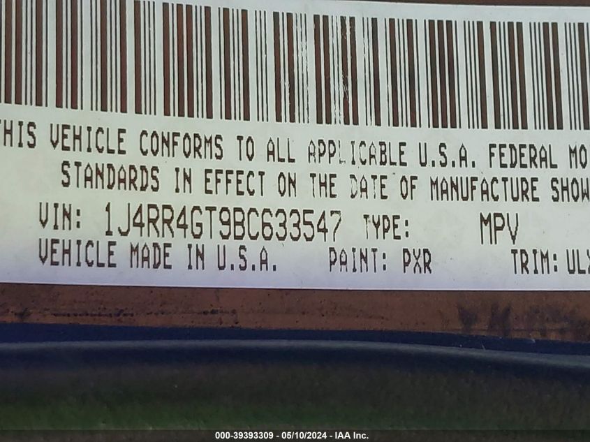 2011 Jeep Grand Cherokee Laredo VIN: 1J4RR4GT9BC633547 Lot: 39393309