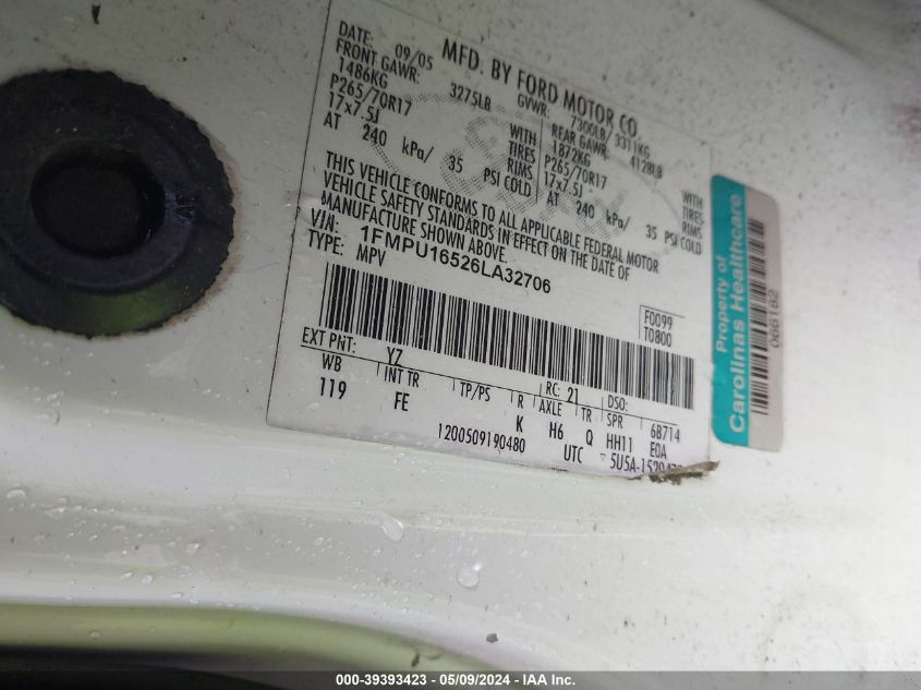 2006 Ford Expedition Xlt/Xlt Sport VIN: 1FMPU16526LA32706 Lot: 39393423