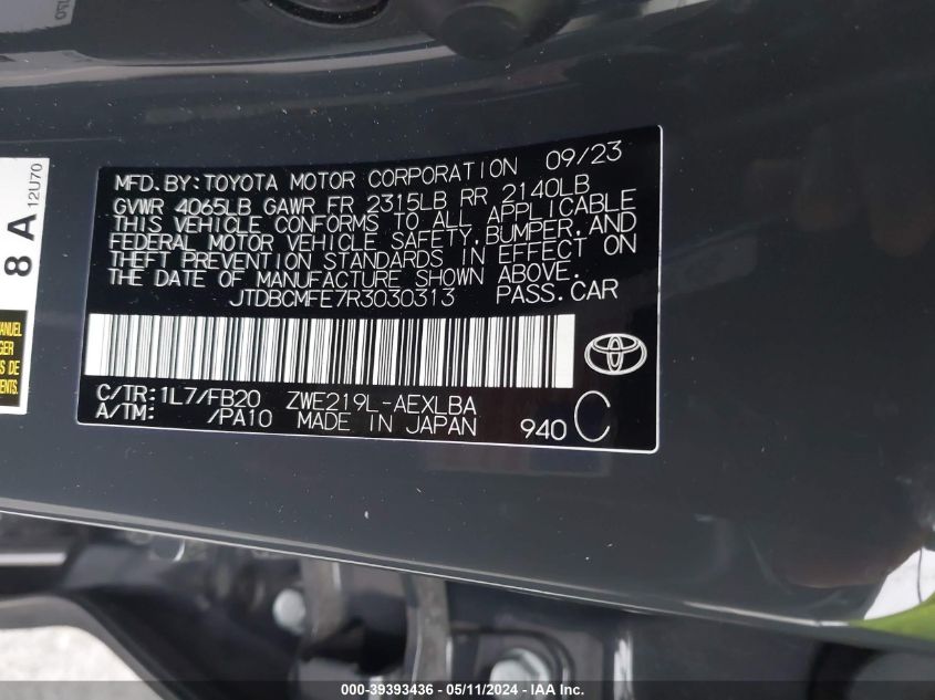 2024 TOYOTA COROLLA LE/SE/XLE/NIGHT SHADE - JTDBCMFE7R3030313