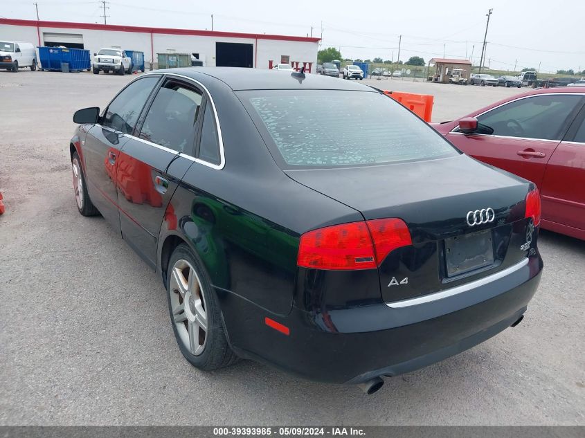 2007 Audi A4 2.0T VIN: WAUDF78E97A254882 Lot: 39393985