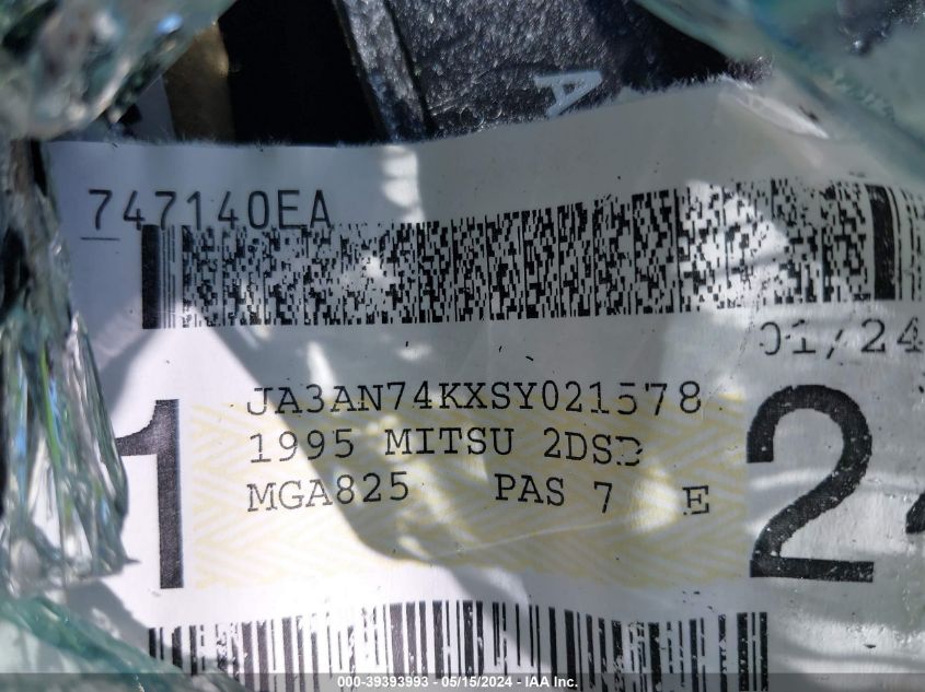 1995 Mitsubishi 3000 Gt Vr4 VIN: JA3AN74KXSY021578 Lot: 39393993
