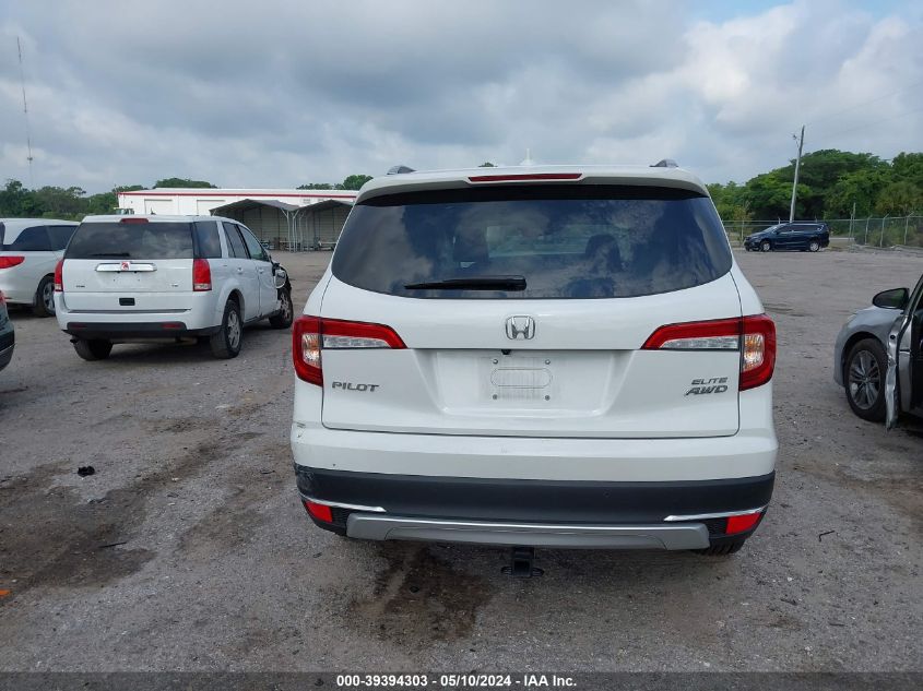 2022 Honda Pilot Awd Elite VIN: 5FNYF6H08NB088524 Lot: 39394303