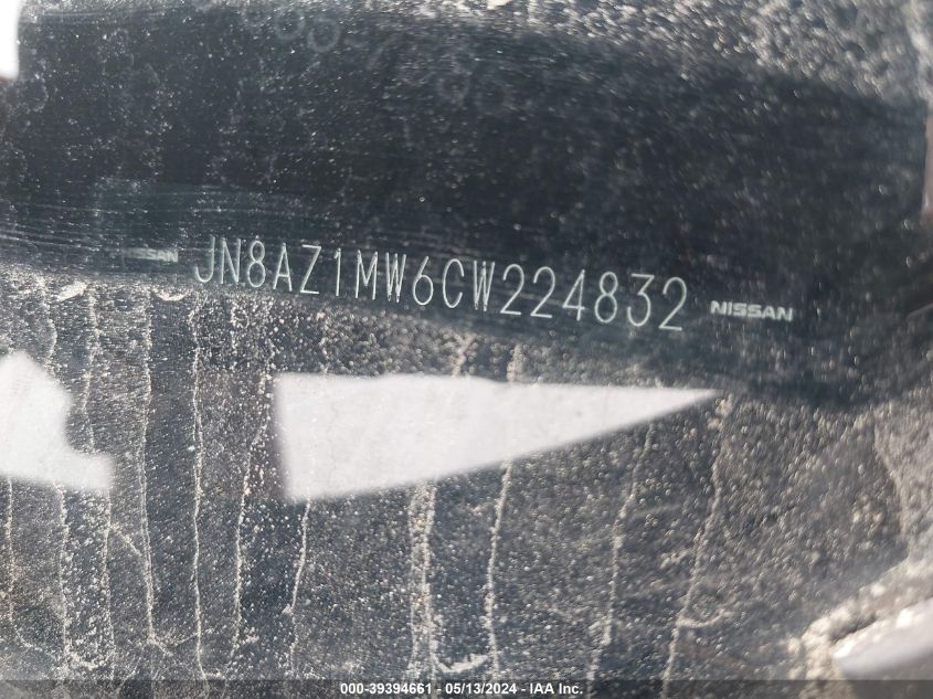 2012 Nissan Murano Le VIN: JN8AZ1MW6CW224832 Lot: 39394661