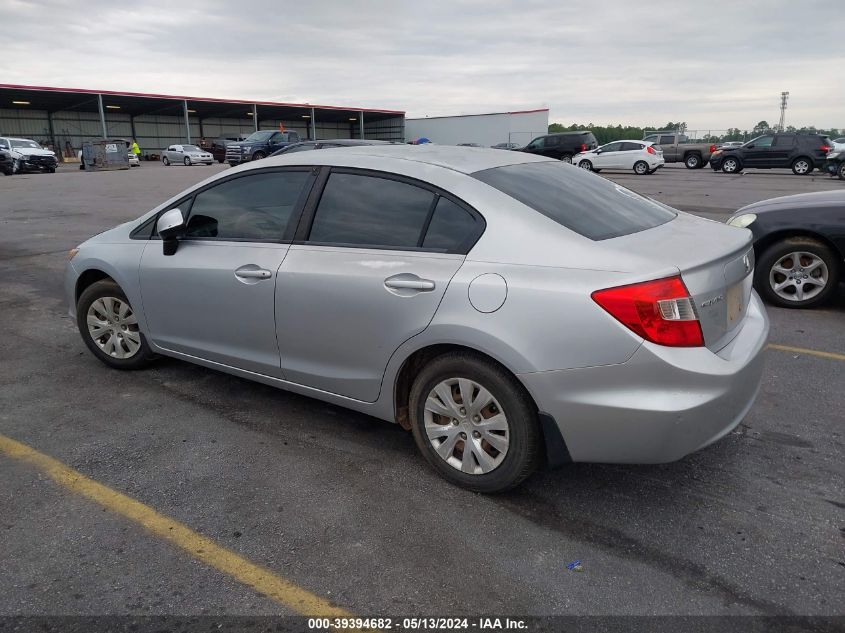 2012 Honda Civic Lx VIN: 2HGFB2F52CH333692 Lot: 39394682