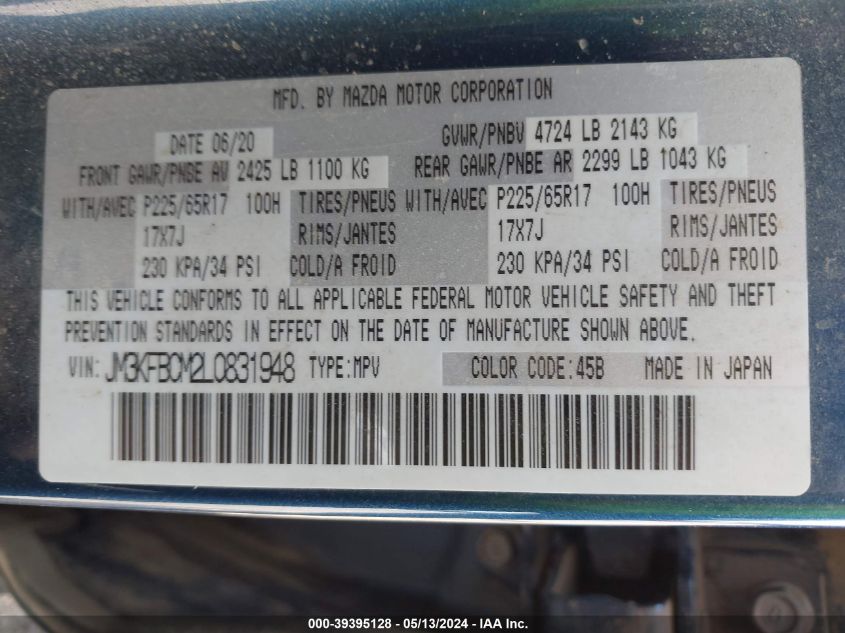 2020 MAZDA CX-5 TOURING - JM3KFBCM2L0831948