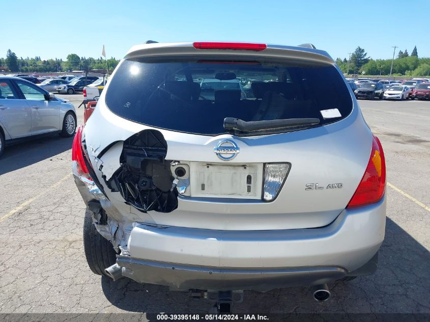 2004 Nissan Murano Sl VIN: JN8AZ08W64W335001 Lot: 39395148