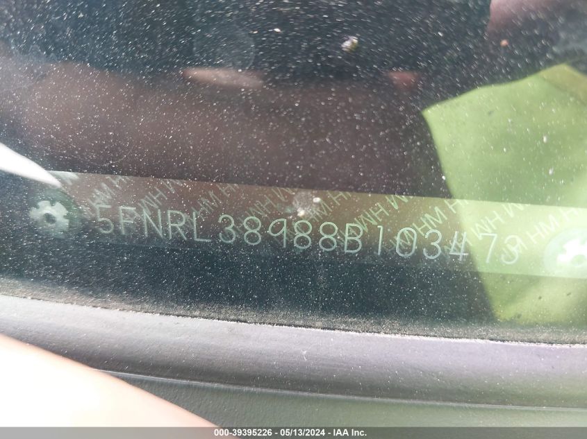 2008 Honda Odyssey Touring VIN: 5FNRL38988B103473 Lot: 39395226