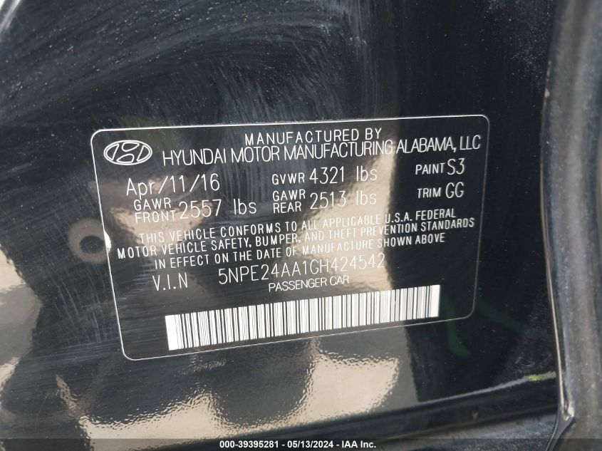 2016 HYUNDAI SONATA ECO - 5NPE24AA1GH424542