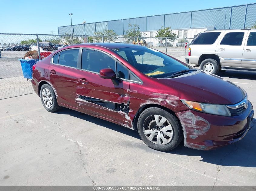 2012 Honda Civic Lx VIN: 19XFB2F58CE368277 Lot: 39395533