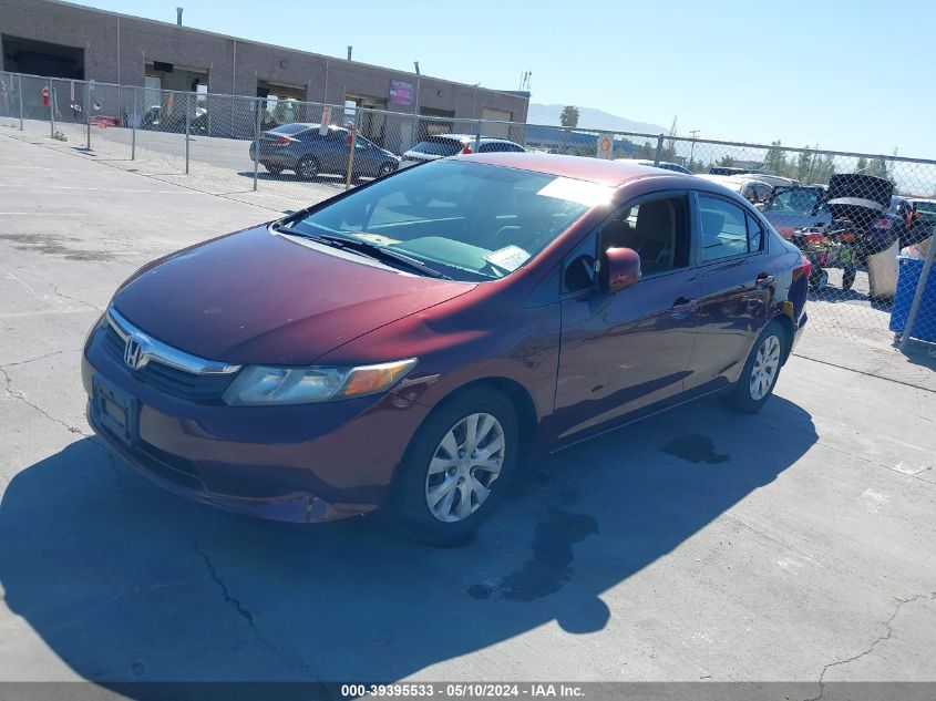 2012 Honda Civic Lx VIN: 19XFB2F58CE368277 Lot: 39395533