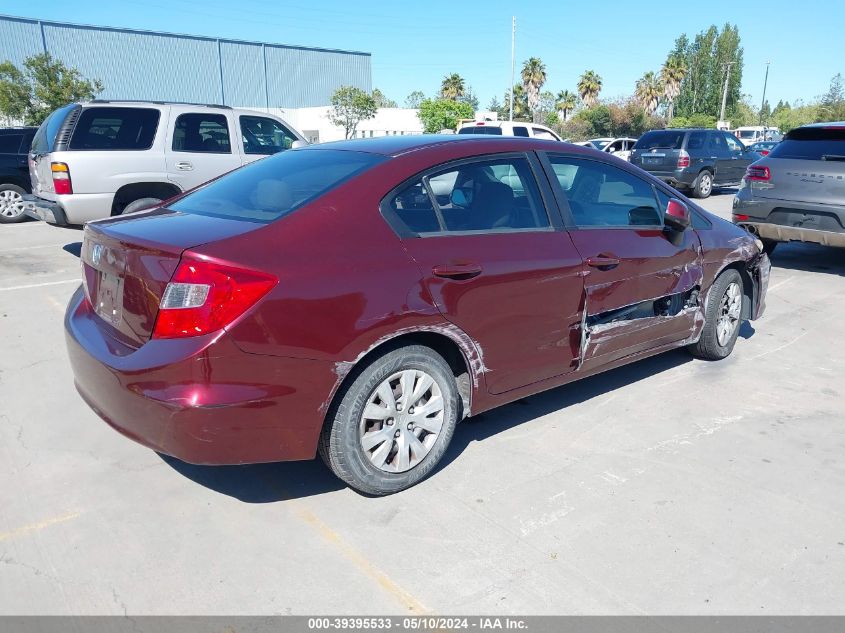 2012 Honda Civic Lx VIN: 19XFB2F58CE368277 Lot: 39395533