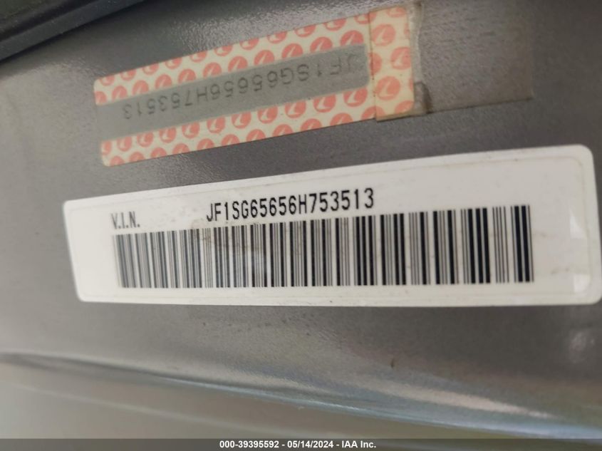 2006 Subaru Forester 2.5X VIN: JF1SG65656H753513 Lot: 39395592