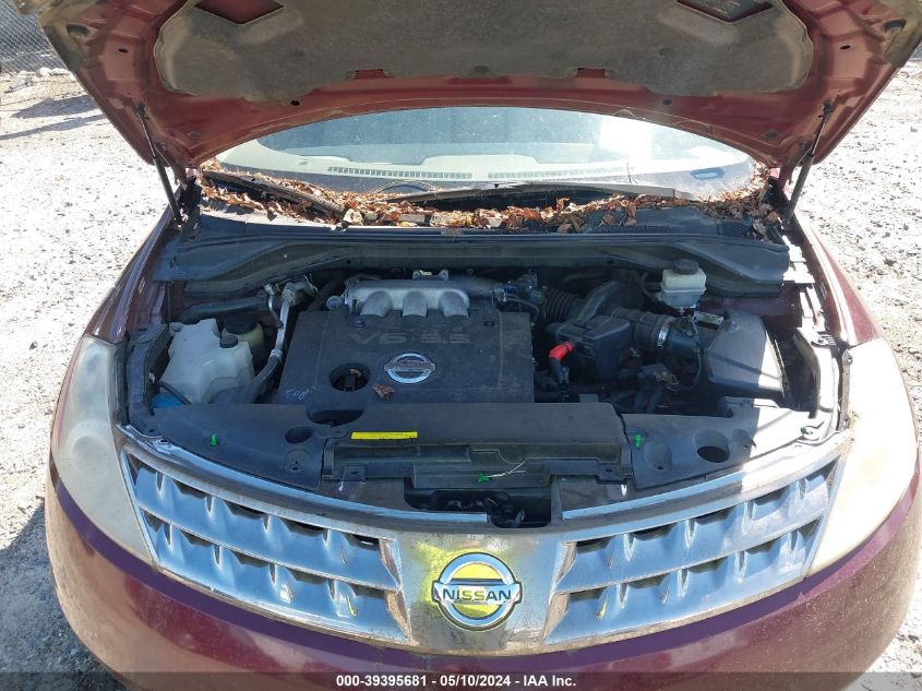 2007 Nissan Murano Sl VIN: JN8AZ08T67W514567 Lot: 39395681