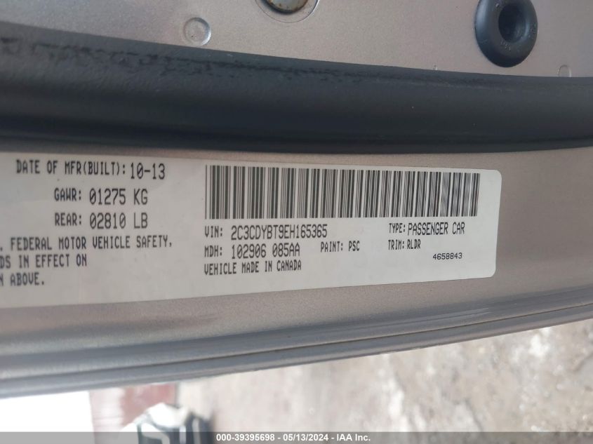 2014 Dodge Challenger R/T VIN: 2C3CDYBT9EH165365 Lot: 39395698