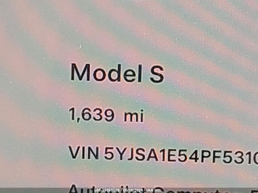 2023 Tesla Model S Dual Motor All-Wheel Drive/Standard Range VIN: 5YJSA1E54PF531083 Lot: 39395888