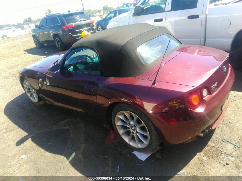 2003 BMW Z4 2.5I VIN: 4USBT33423LR66279 Lot: 39396034