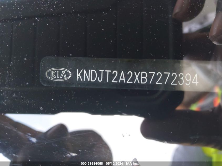 2011 Kia Soul + VIN: KNDJT2A2XB7272394 Lot: 39396058