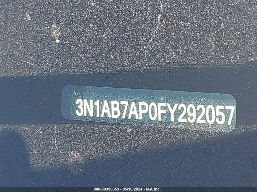 2015 Nissan Sentra Sr VIN: 3N1AB7AP0FY292057 Lot: 39396353