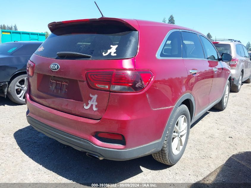 2019 Kia Sorento 3.3L Lx VIN: 5XYPG4A55KG490511 Lot: 39396382