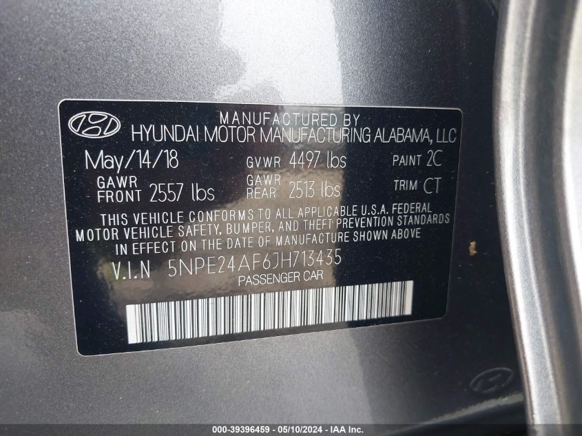 2018 HYUNDAI SONATA SE - 5NPE24AF6JH713435