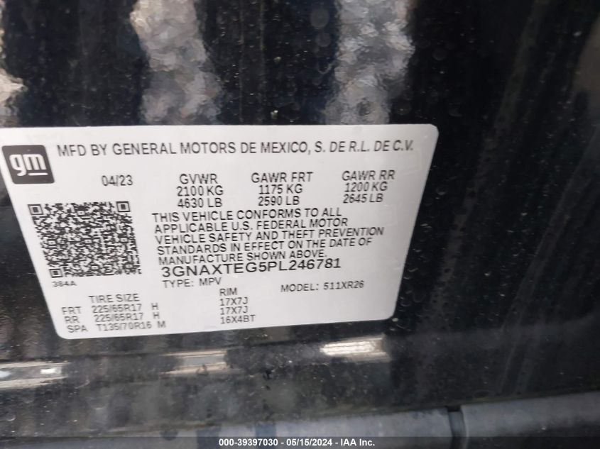 2023 CHEVROLET EQUINOX AWD 2FL - 3GNAXTEG5PL246781