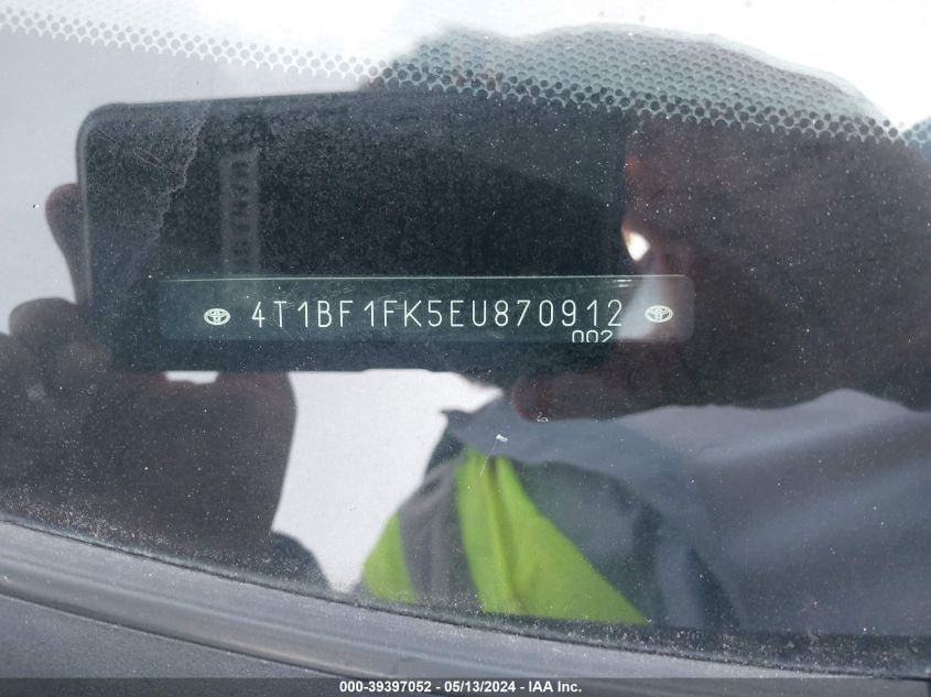 2014 Toyota Camry L/Se/Le/Xle VIN: 4T1BF1FK5EU870912 Lot: 39397052