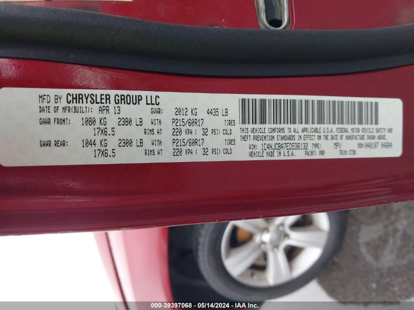 2014 JEEP COMPASS SPORT - 1C4NJCBA7ED536132