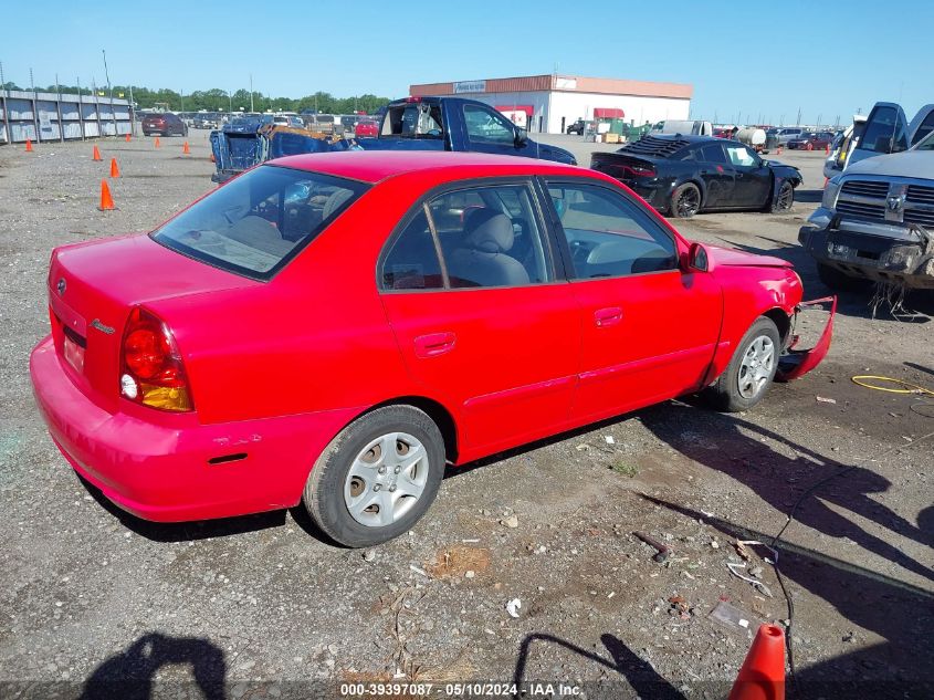 2005 Hyundai Accent Gls VIN: KMHCG45C25U654528 Lot: 39397087