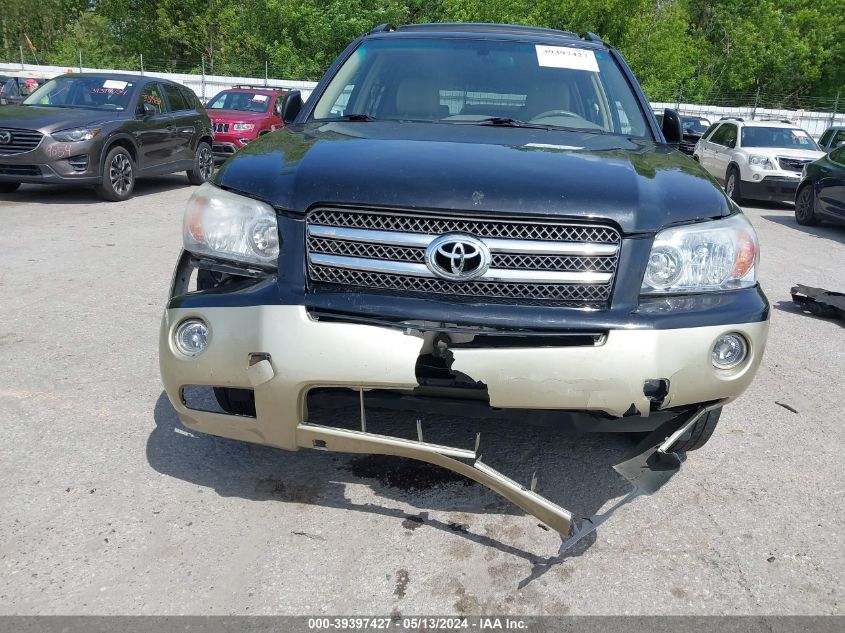 2006 Toyota Highlander Hybrid Limited V6 VIN: JTEDW21A260002856 Lot: 39397427