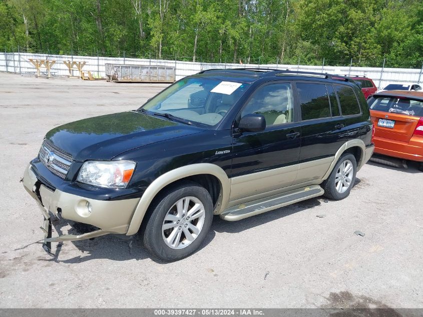 2006 Toyota Highlander Hybrid Limited V6 VIN: JTEDW21A260002856 Lot: 39397427