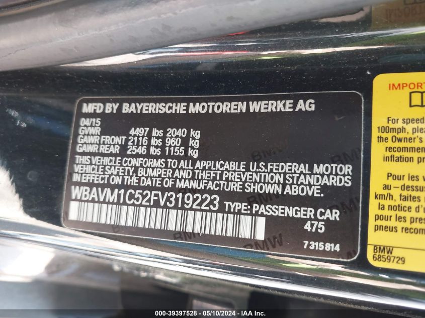 WBAVM1C52FV319223 2015 BMW X1 Sdrive28I