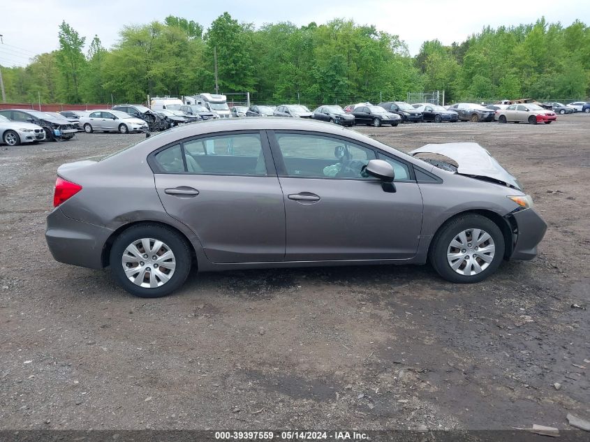 2012 Honda Civic Lx VIN: 19XFB2F58CE370708 Lot: 39397559