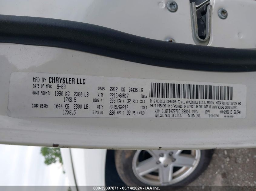 2009 Jeep Compass Sport VIN: 1J8FT47B79D139914 Lot: 39397871