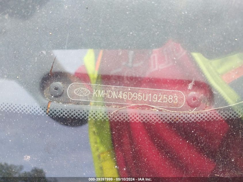 2005 Hyundai Elantra Gls/Gt VIN: KMHDN46D95U192583 Lot: 39397999