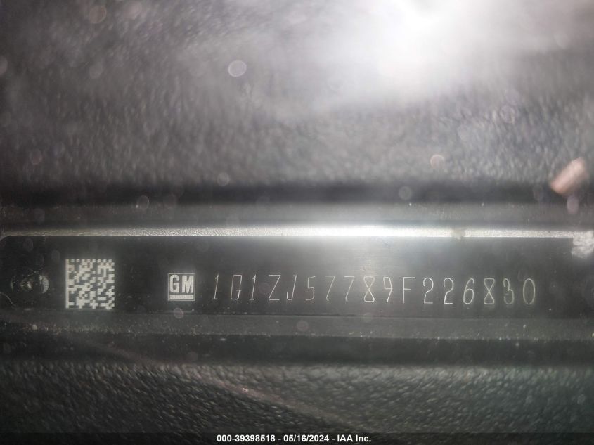 2009 Chevrolet Malibu Lt VIN: 1G1ZJ57789F226830 Lot: 39398518