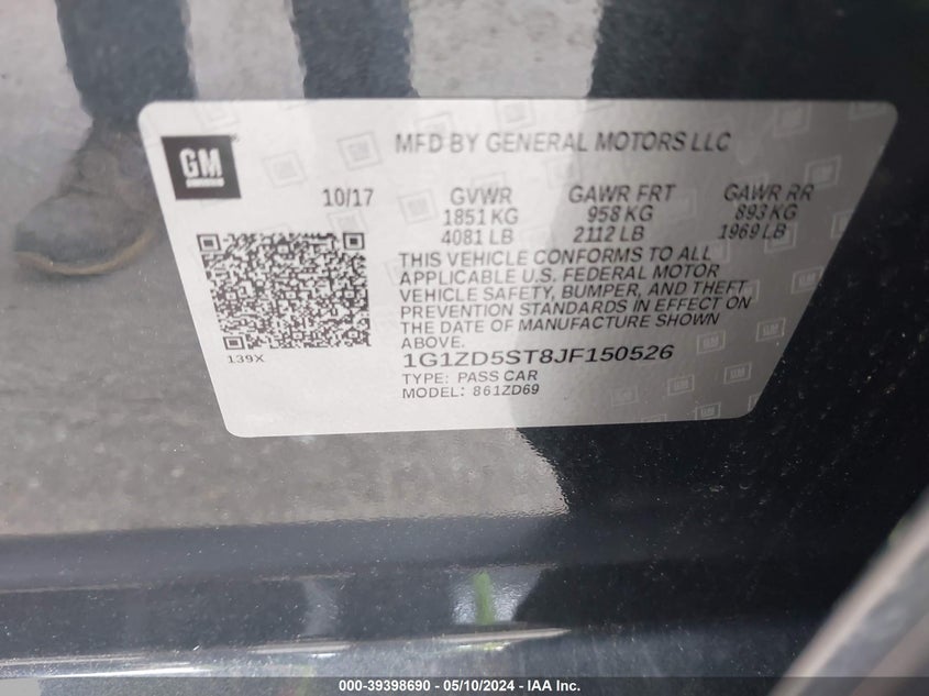 2018 CHEVROLET MALIBU LT - 1G1ZD5ST8JF150526