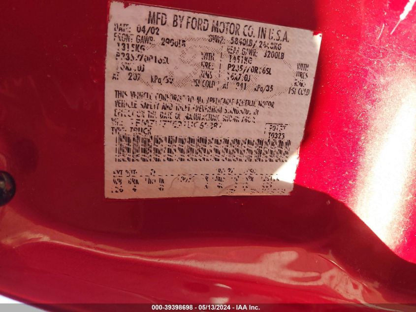 2002 Ford Explorer Sport Trac Value/Choice/Premium VIN: 1FMZU77E22UC62387 Lot: 39398698