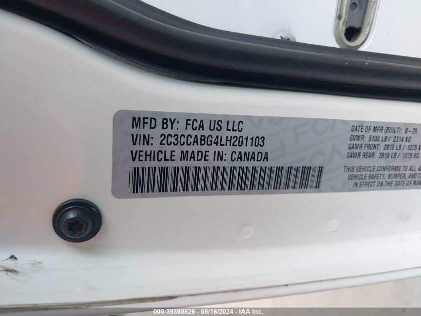 2020 Chrysler 300 300S VIN: 2C3CCABG4LH201103 Lot: 39398826