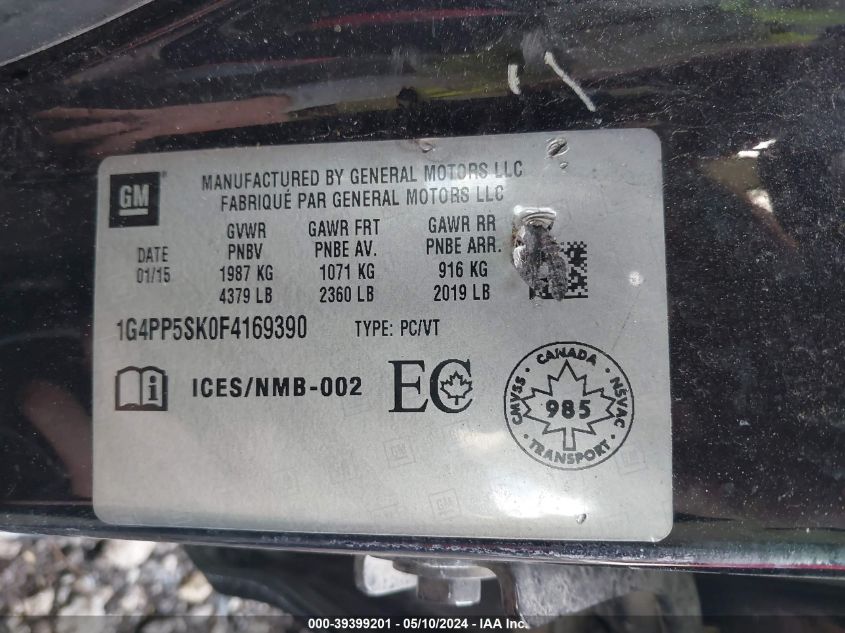 2015 Buick Verano VIN: 1G4PP5SK0F4169390 Lot: 39399201