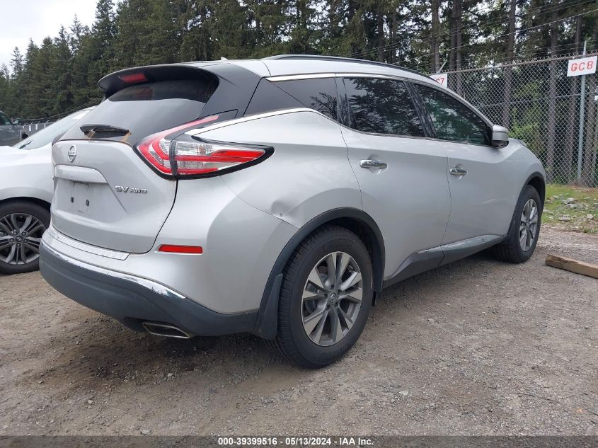 2016 Nissan Murano Sv VIN: 5N1AZ2MH2GN126262 Lot: 39399516