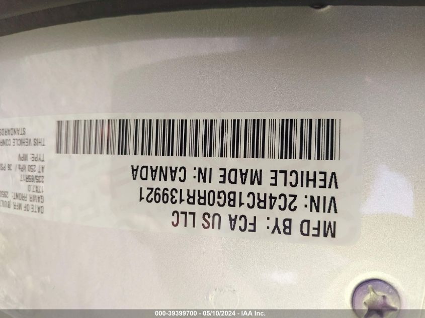 2024 Chrysler Pacifica Touring L VIN: 2C4RC1BG0RR139921 Lot: 39399700