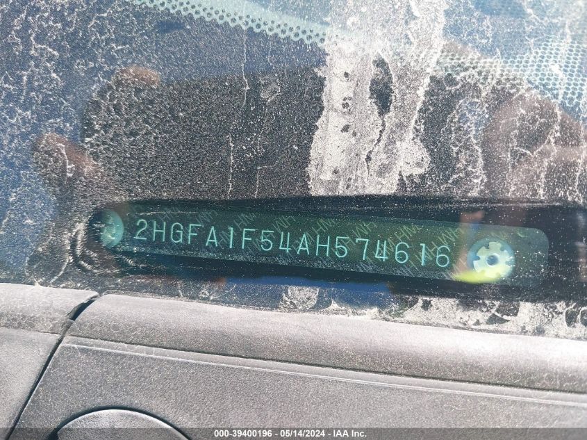 2010 Honda Civic Lx VIN: 2HGFA1F54AH574616 Lot: 39400196