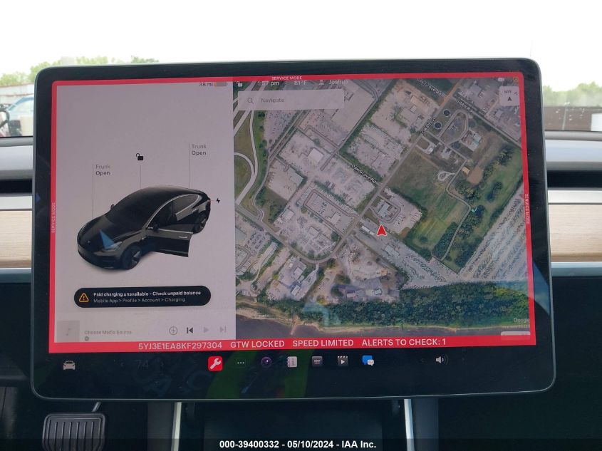 2019 Tesla Model 3 Long Range/Mid Range/Standard Range/Standard Range Plus VIN: 5YJ3E1EA8KF297304 Lot: 39400332