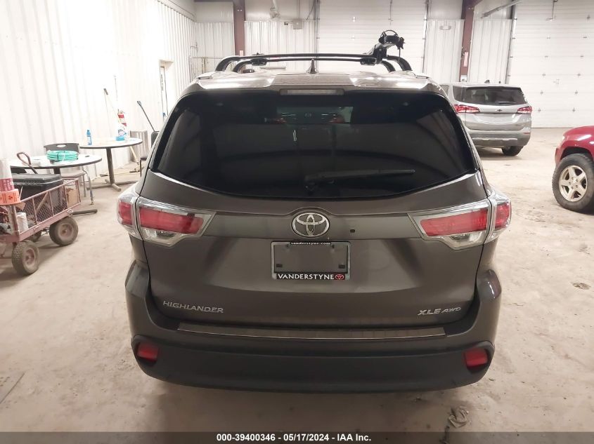 2015 Toyota Highlander Xle V6 VIN: 5TDJKRFH9FS164112 Lot: 39400346