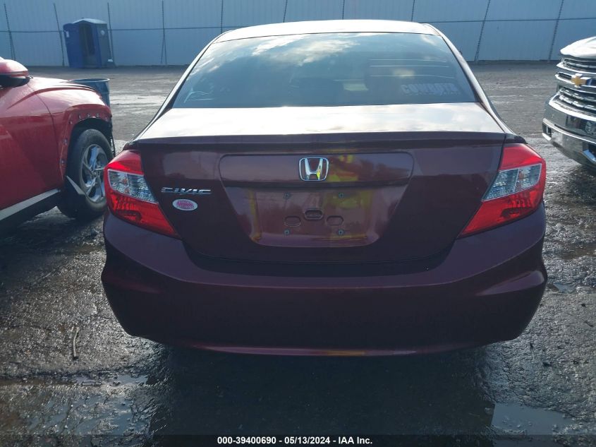 2012 Honda Civic Lx VIN: 2HGFB2F52CH582722 Lot: 39400690