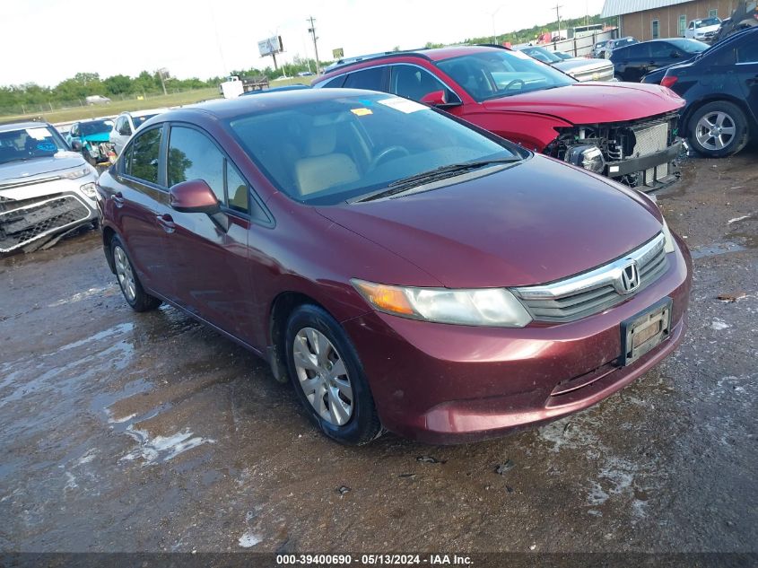 2012 Honda Civic Lx VIN: 2HGFB2F52CH582722 Lot: 39400690