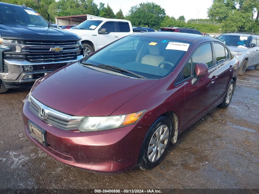 2012 Honda Civic Lx VIN: 2HGFB2F52CH582722 Lot: 39400690