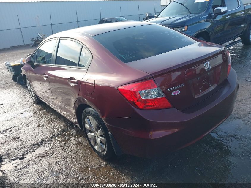 2012 Honda Civic Lx VIN: 2HGFB2F52CH582722 Lot: 39400690